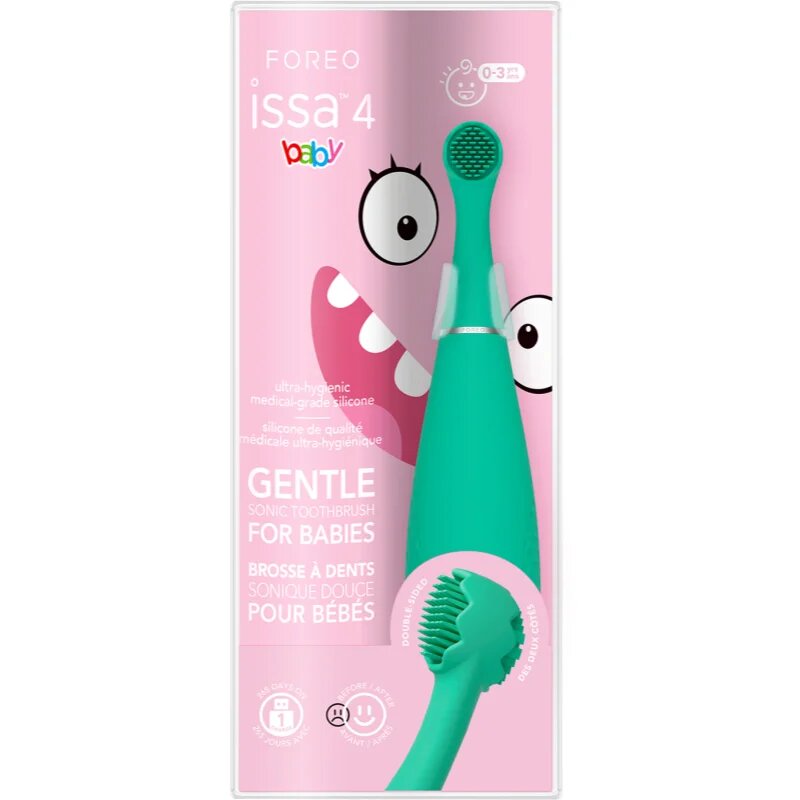 FOREO ISSA™ 4 Baby elektromos fogkefe gyermekeknek újszülöttkortól 3 éves korig Kiwi Green 1 db