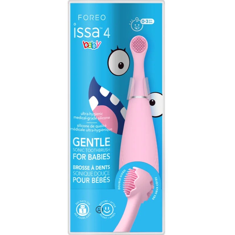 FOREO ISSA™ 4 Baby elektromos fogkefe gyermekeknek újszülöttkortól 3 éves korig Pearl Pink 1 db