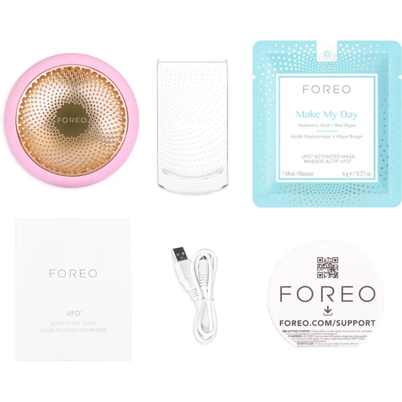FOREO UFO™ 2 szónikus készülék az arcmaszk hatásának felgyorsítására Pearl Pink 1 db