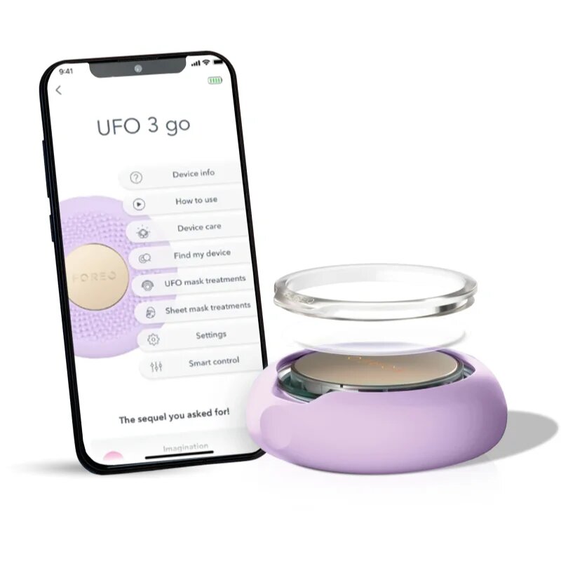 FOREO UFO™ 3 Go szónikus készülék az arcmaszk hatásának felgyorsítására Lavender 1 db