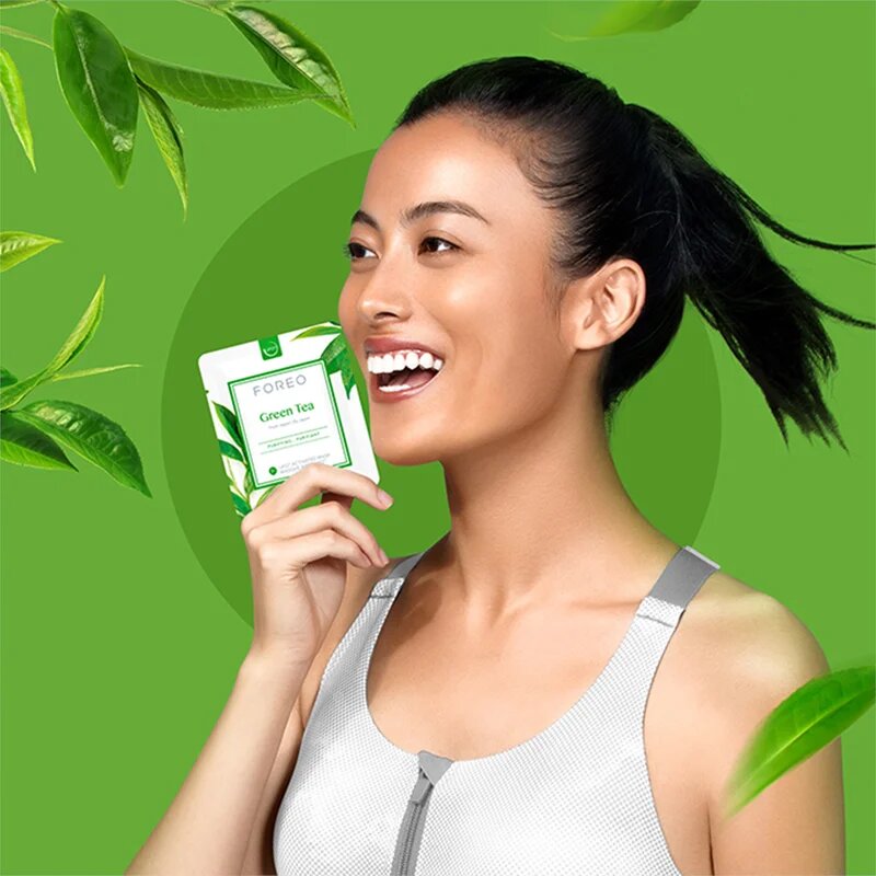 FOREO UFO™ Green Tea frissítő és nyugtató maszk 6 x 6 g