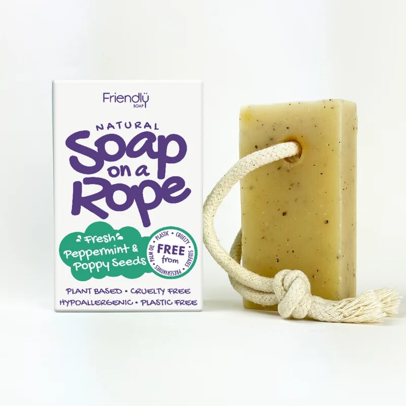 Friendly Soap Soap on a Rope Peppermint & Poppy Seeds természetes szappan zsinóron 95 g