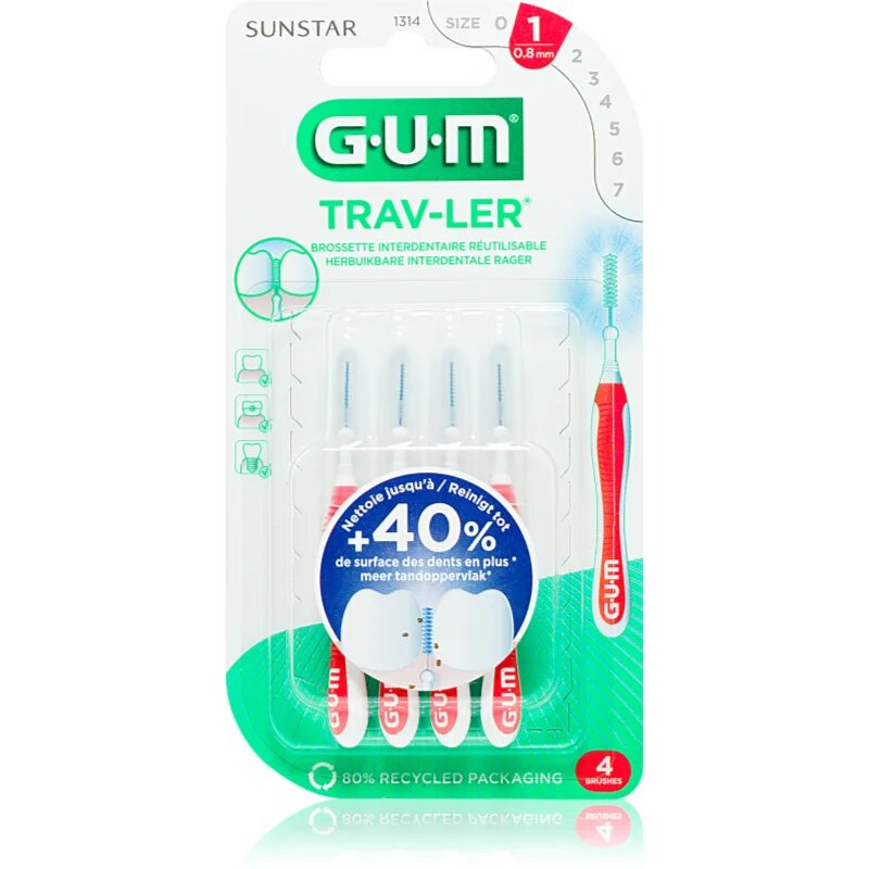 G.U.M Trav-Ler Interdental fogköztisztító kefék 08 mm 4 db