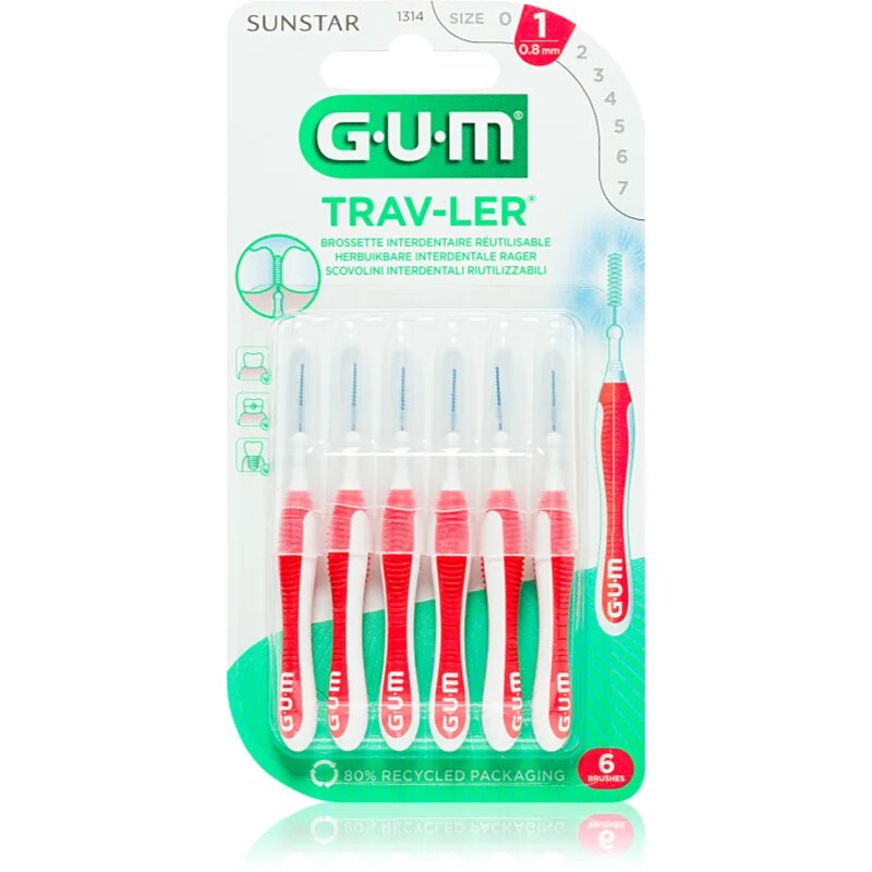 G.U.M Trav-Ler Interdental fogköztisztító kefék 08 mm 6 db