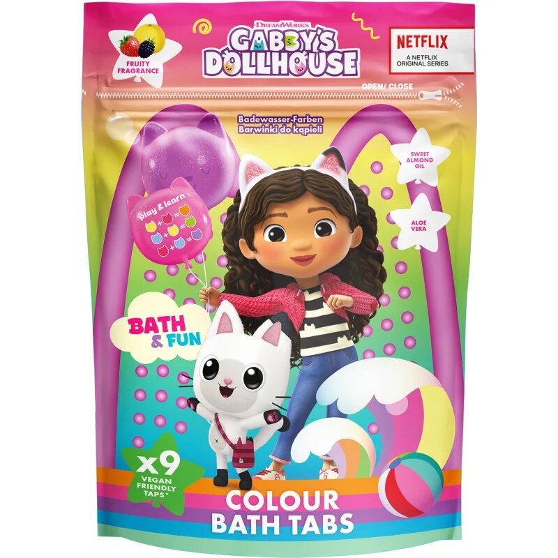 Gabby's Dollhouse Colour Bath Tabs színes fürdőpezsgőtabletták 3y+ 9x16 g