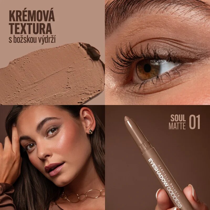 Gabriella Salvete Eyeshadow Goddess krémes szemhéjfestékek ceruzában árnyalat Matte 01 Soul 1.3 g