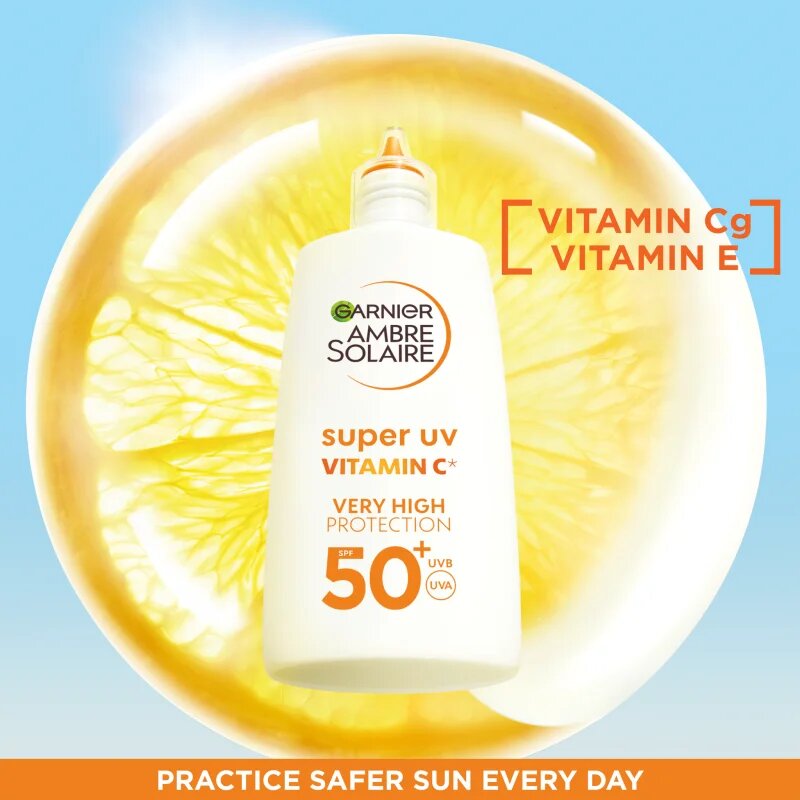 Garnier Ambre Solaire Super UV Vitamin C gyengéd védő folyadék a sötét foltok ellen SPF 50+ 40 ml