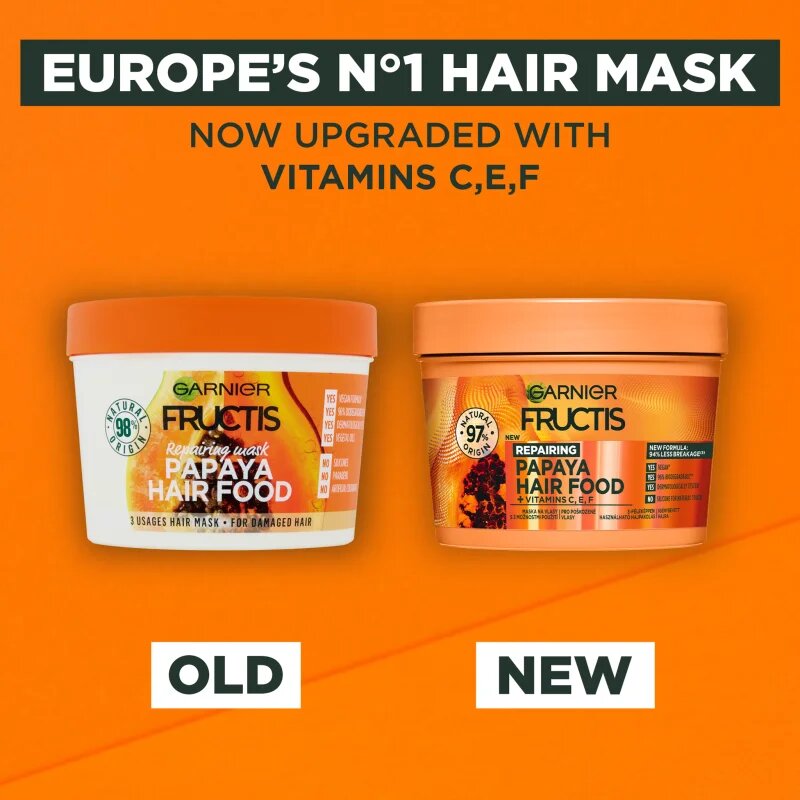 Garnier Fructis Papaya Hair Food hajpakolás töredezett károsult hajra 400 ml