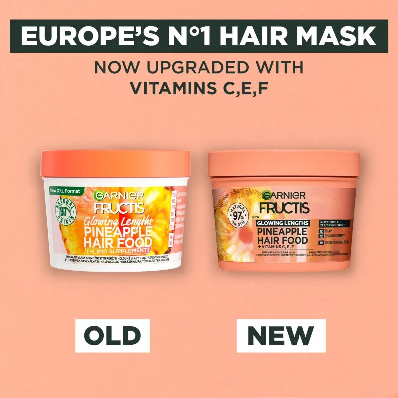 Garnier Fructis Pineapple Hair Food haj maszk a töredezett hajvégekre 400 ml