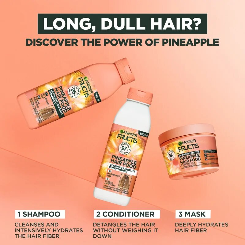 Garnier Fructis Pineapple Hair Food haj maszk a töredezett hajvégekre 400 ml