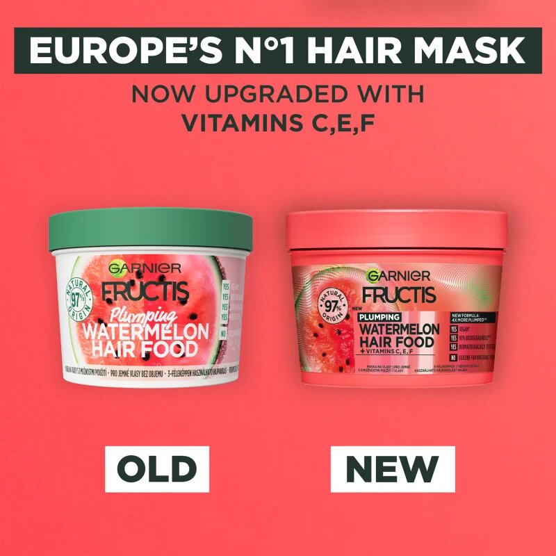 Garnier Fructis Watermelon Hair Food maszk finom és lesimuló hajra 390 ml