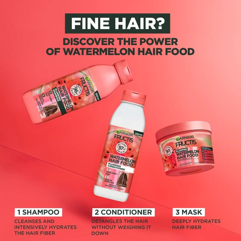 Garnier Fructis Watermelon Hair Food maszk finom és lesimuló hajra 390 ml