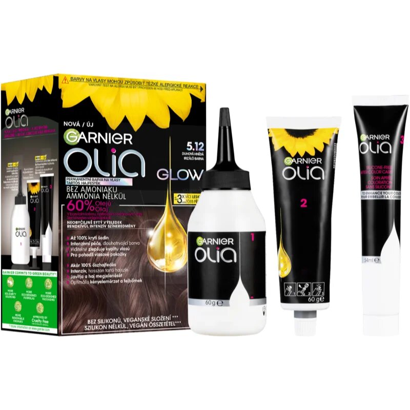 Garnier Olia Big Kit tartós hajfesték árnyalat 5.12 Iridescent Brown 1 db