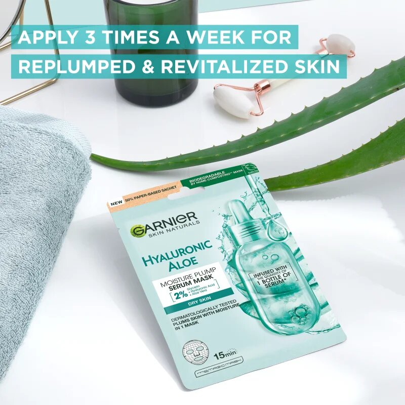 Garnier Textil Masks Hyaluronic Aloe hidratáló gézmaszk aloe verával 28 g