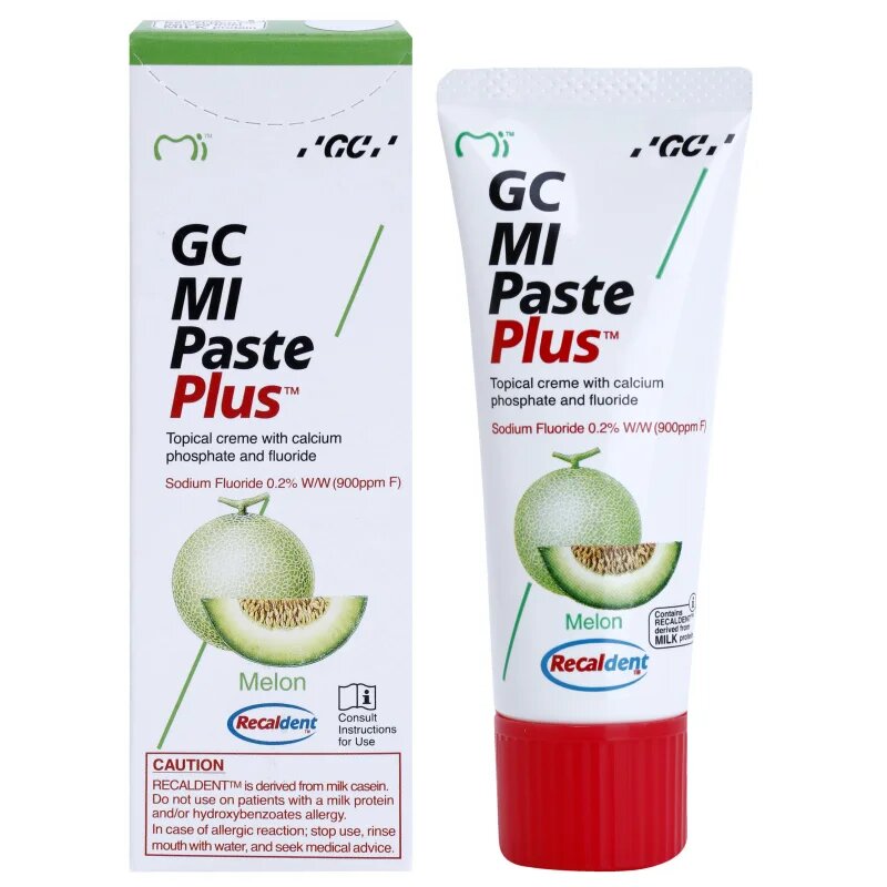 GC MI Paste Plus ásványfeltöltő védőkrém az érzékeny fogakra fluoriddal íz Melon 35 ml