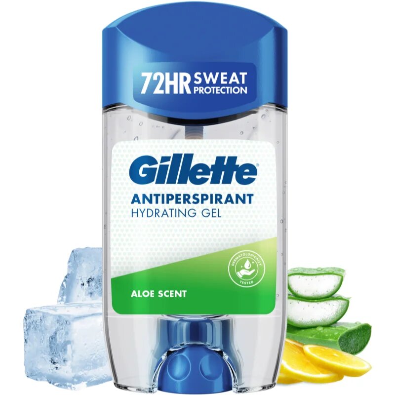Gillette Antiperspirant Hydrating Gel Aloe Scent zselés izzadásgátló hidratáló hatással uraknak 70 ml