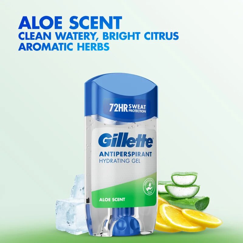 Gillette Antiperspirant Hydrating Gel Aloe Scent zselés izzadásgátló hidratáló hatással uraknak 70 ml
