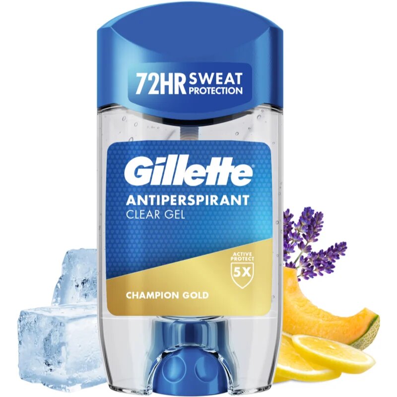 Gillette Champion Gold Antiperspirant Clear Gel zselés izzadásgátló uraknak 70 ml