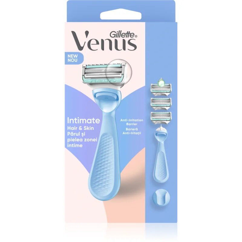 Gillette Venus Intimate női borotva a bikinivonal szőrtelenítéséhez + cserepenge 3 db