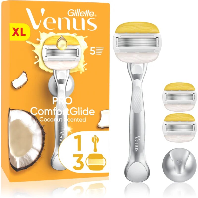 Gillette Venus PRO ComfortGlide Coconut női borotva tartóval a zuhanyozáshoz + cserepenge 3 db