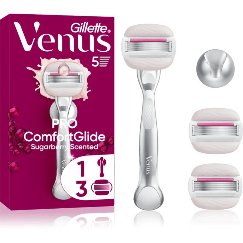 Gillette Venus PRO ComfortGlide Sugarberry női borotva tartóval a zuhanyozáshoz + cserepenge