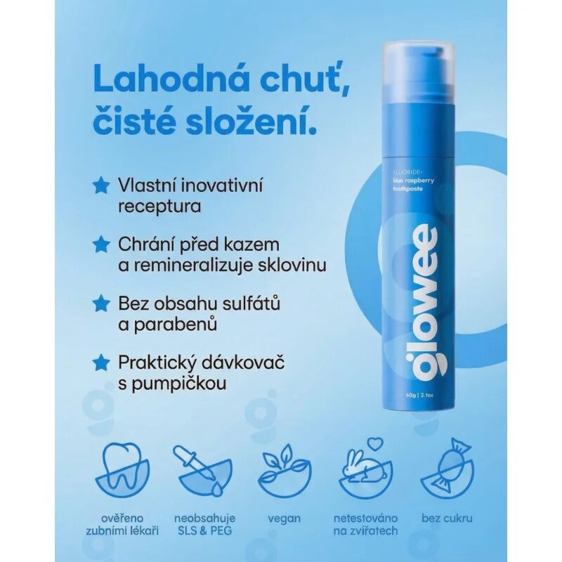 Glowee Blue Raspberry fehérítő fogkrém Blue Raspberry 60 g