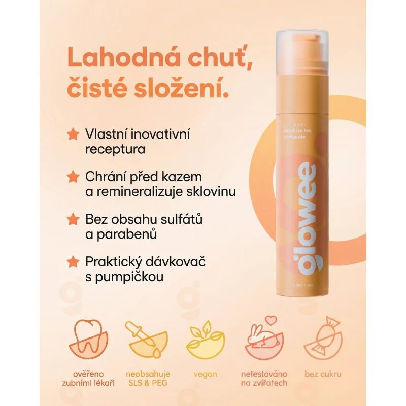 Glowee Peach Ice Tea fehérítő fogkrém Peach Ice Tea 60 g