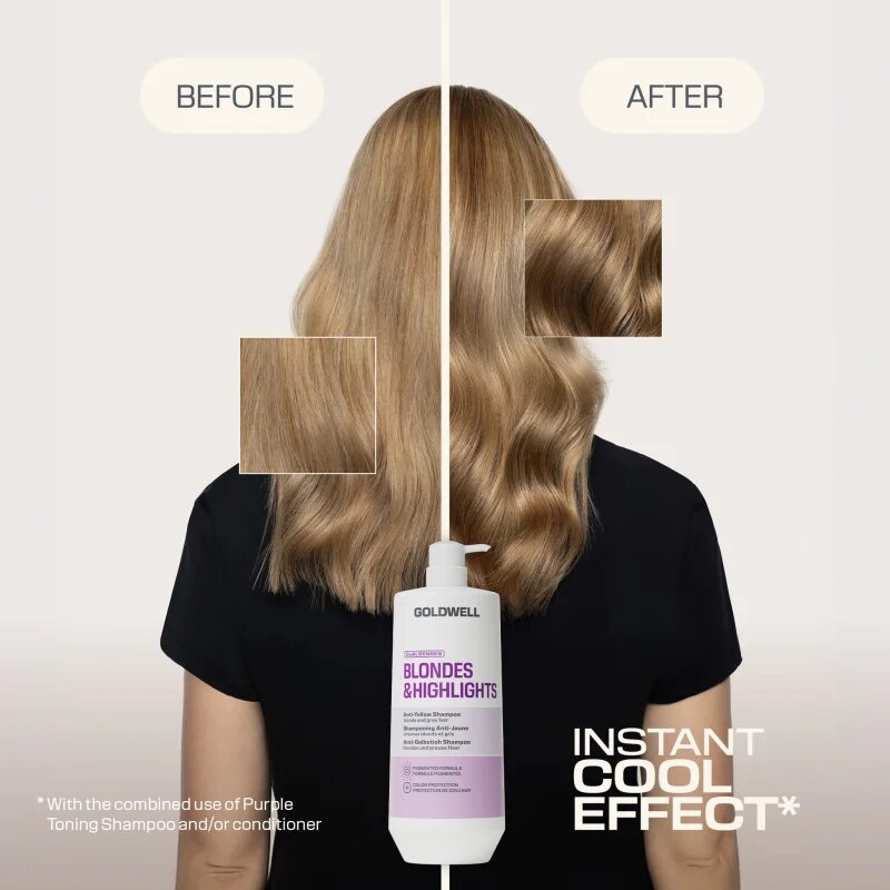 Goldwell Dualsenses Blondes & Highlights Anti-Yellow Shampoo sampon semlegesíti a sárgás tónusokat 1000 ml