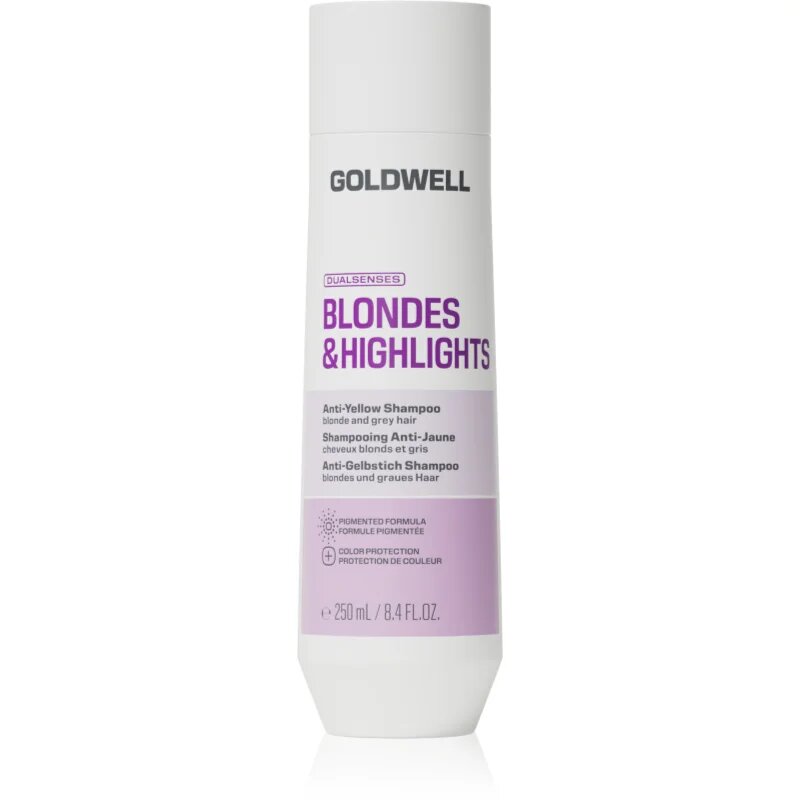 Goldwell Dualsenses Blondes & Highlights Anti-Yellow Shampoo sampon semlegesíti a sárgás tónusokat 250 ml