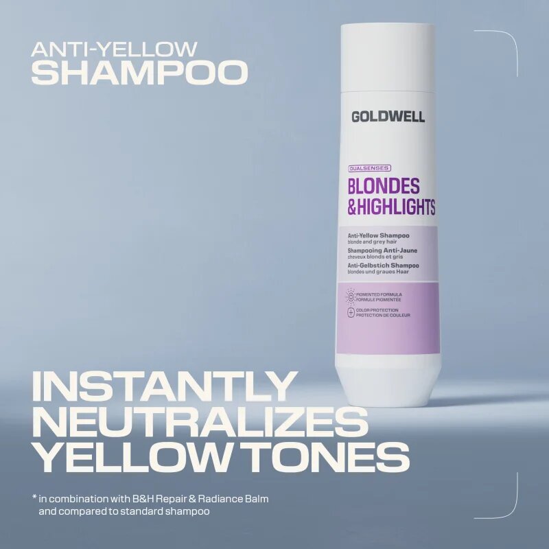 Goldwell Dualsenses Blondes & Highlights Anti-Yellow Shampoo sampon semlegesíti a sárgás tónusokat 250 ml