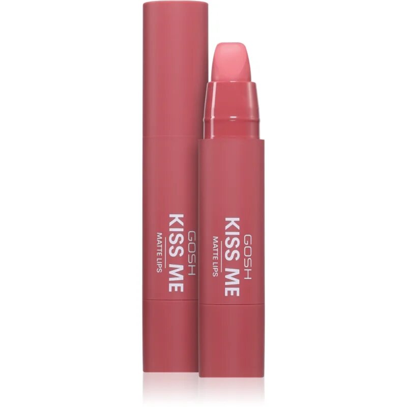 GOSH COPENHAGEN Kiss Me Matte Lips krémes rúzs matt hatással árnyalat 001 Hot Kiss 3 g