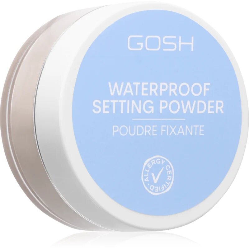 GOSH COPENHAGEN Waterproof Setting Powder fixáló púder vizálló hatással árnyalat 001 Transparent 7 g