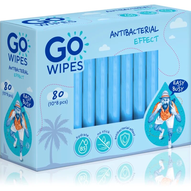 GoWipes Anti-Bacterial Effect frissítő nedves törlőkendők antibakteriális hatású 10x8 db