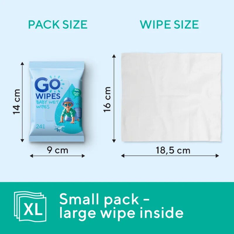 GoWipes Baby Wet Wipes finom nedves törlőkendők gyermekeknek nagyon száraz érzékeny és atópiás bőrre 24 db