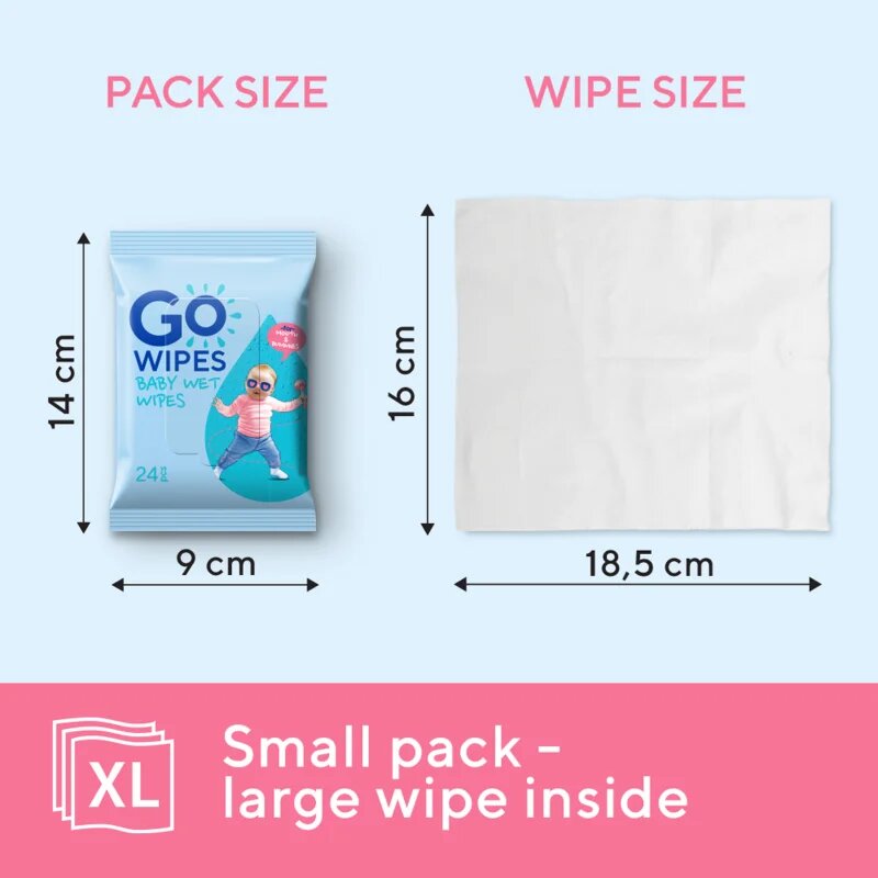 GoWipes Baby Wet Wipes nedves törlőkendők gyermekeknek születéstől kezdődően 24 db