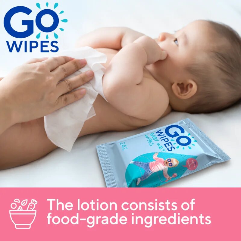 GoWipes Baby Wet Wipes nedves törlőkendők gyermekeknek születéstől kezdődően 24 db