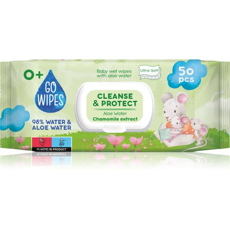 GoWipes Cleanse & Protect Chamomile extract finom nedves törlőkendők gyermekeknek aloe verával 50 db