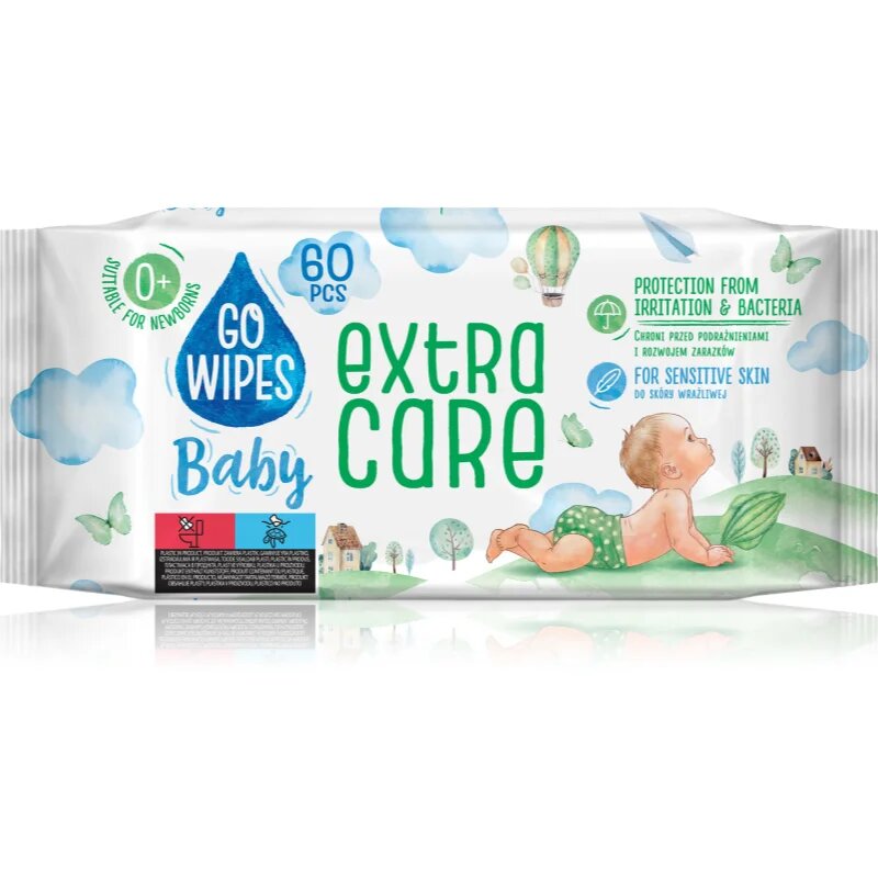GoWipes Extra Care nedves törlőkendő gyerekeknek az érzékeny bőrre 0+ 60 db