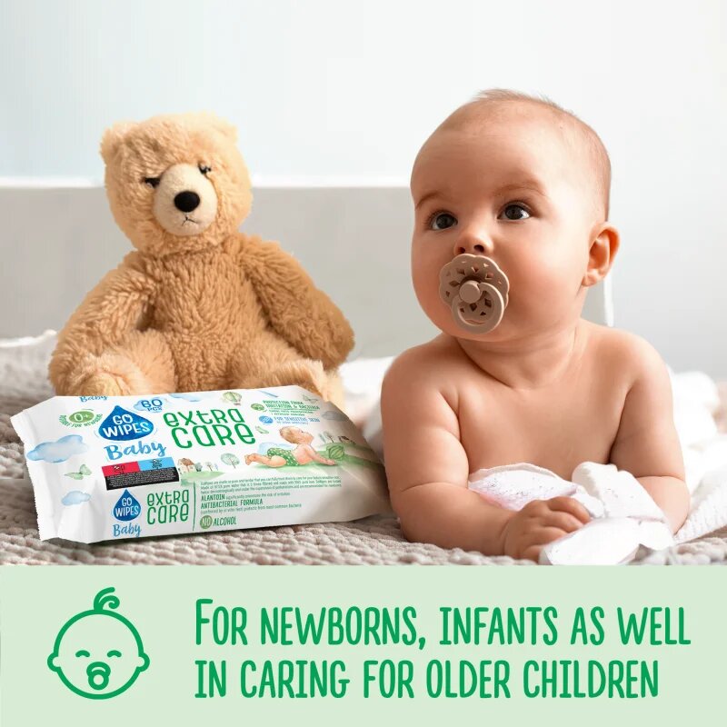 GoWipes Extra Care nedves törlőkendő gyerekeknek az érzékeny bőrre 0+ 60 db