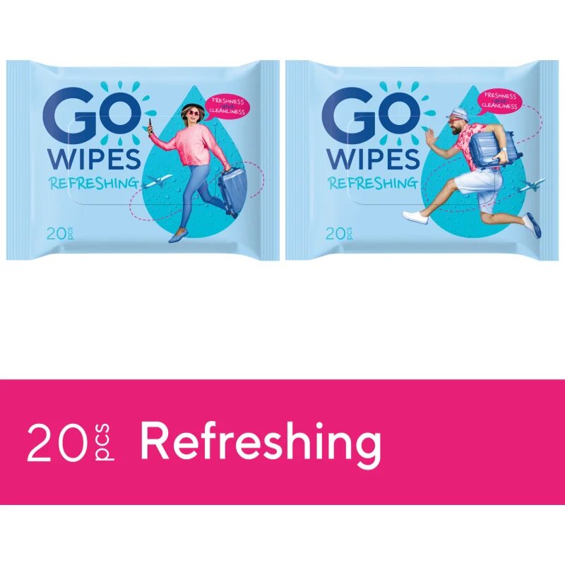 GoWipes Refreshing Wet Wipes frissítő nedves törlőkendők kézre 20 db