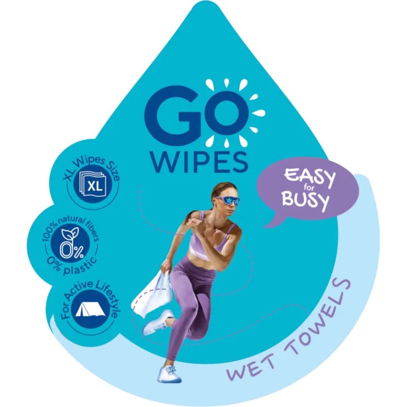 GoWipes Wet Towels frissítő nedves törlőkendők 26x20 cm 15 db