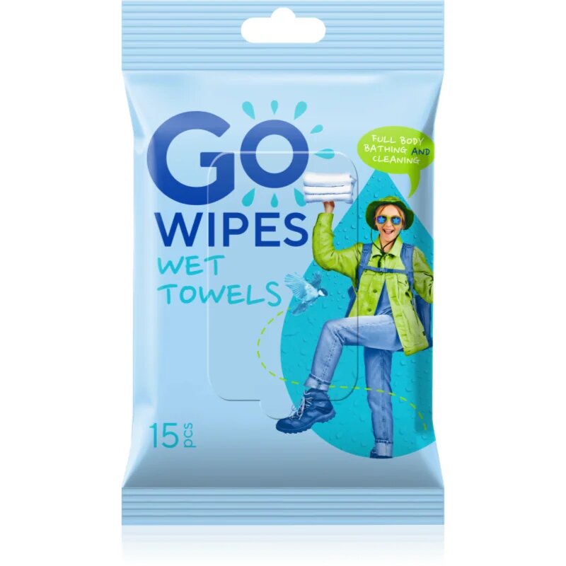 GoWipes Wet Towels frissítő nedves törlőkendők 26x20 cm 15 db