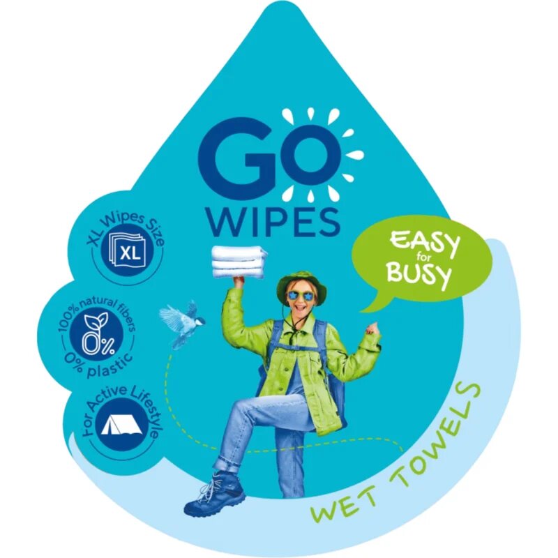 GoWipes Wet Towels frissítő nedves törlőkendők 26x20 cm 15 db