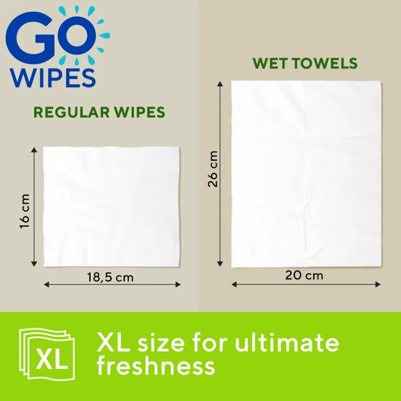 GoWipes Wet Towels frissítő nedves törlőkendők 26x20 cm 15 db
