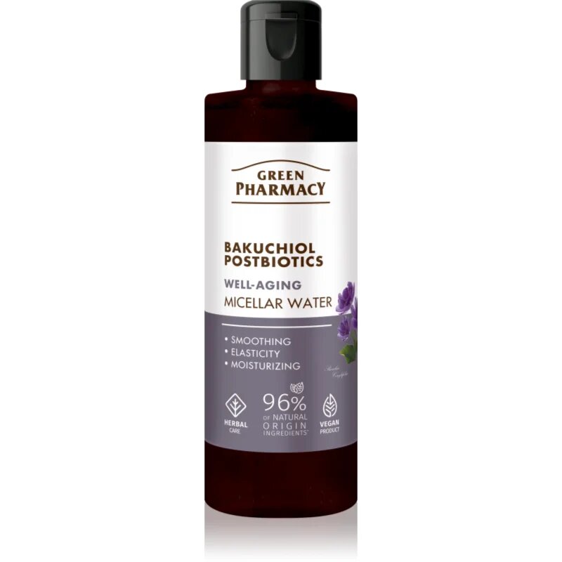Green Pharmacy Bakuchiol & Postbiotics Micellar Water micellás víz a bőr öregedése ellen és a bőr feszesítéséért 200 ml
