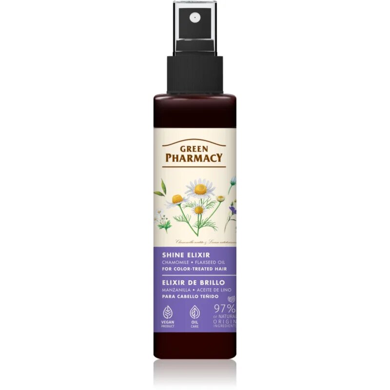 Green Pharmacy Chamomile & Flaxseed oil Elixir öblítést nem igénylő elixír festett hajra 150 ml