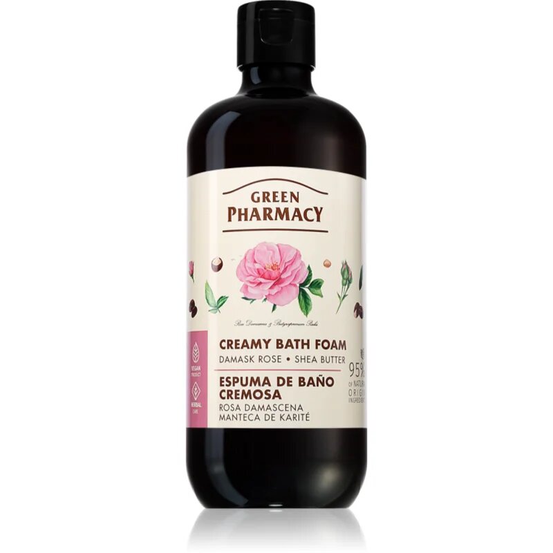 Green Pharmacy Damask Rose & Shea Butter Bath Foam krémes fürdőhab bambuszvajjal 500 ml