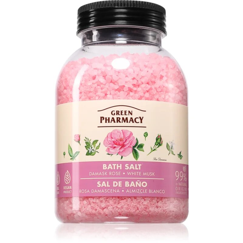 Green Pharmacy Damask Rose & White Musk Bath Salt relaxáló fürdősó 1000 g