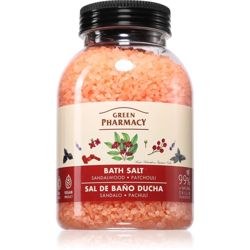 Green Pharmacy Sandalwood & Patchouli Bath Salt relaxáló fürdősó 1000 g