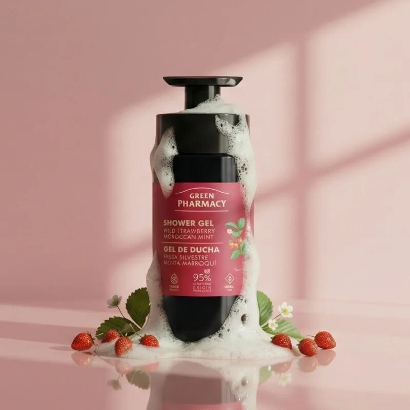 Green Pharmacy Wild Strawberry & Moroccan Mint Oil tusfürdő gél 739 ml